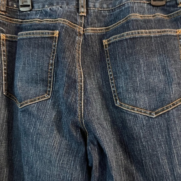 Talbots Dark Wash Denim Jeans Size 14 Petite With Stretch, Wide Leg Trousers - Picture 4 of 9